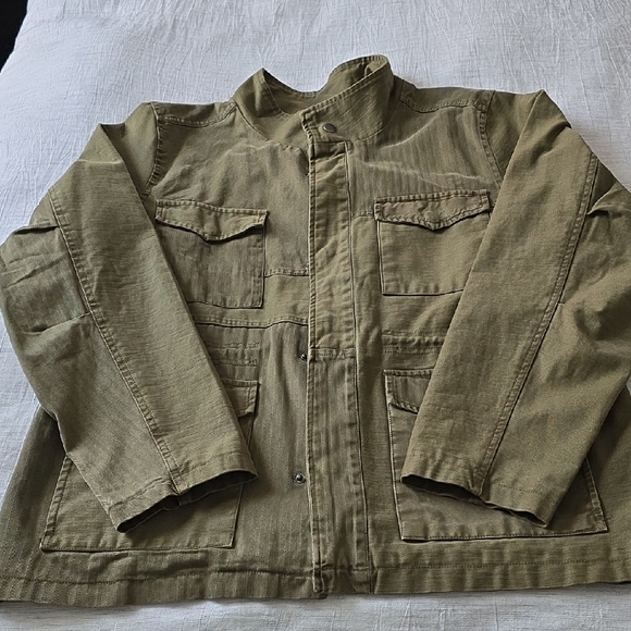 Lucky Brand Twill Stand-Collar Utility Jacket Size:Large Green - Picture 1 of 8
